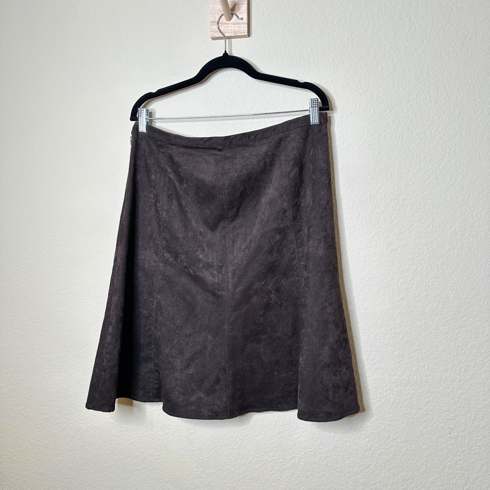 Liz Claiborne Chocolate Brown Faux Suede A-Line Skirt Size 12 NWT Dark Academia